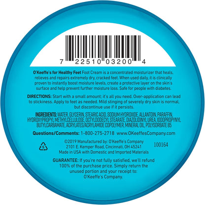 for Healthy Feet Foot Cream; Guaranteed Relief for Extremely Dry; Cracked Feet; Instantly Boosts Moisture Levels; 3.2 Ounce Jar; (Pack of 3)