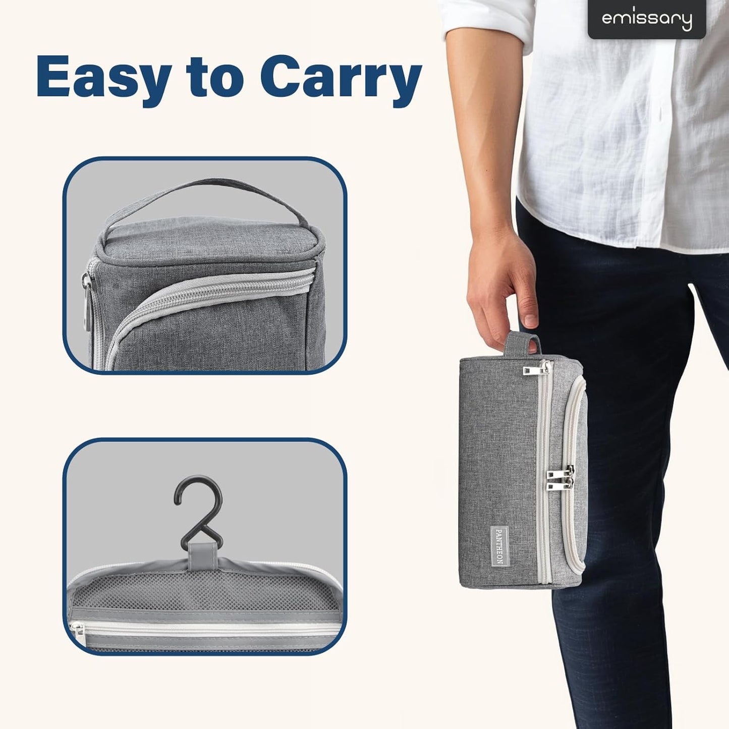 Travel Toiletry Bag for Men and Women, Travel Bag for Toiletries, Valentines Day Gifts for Men, Travel Bathroom Bag, Mens Travel Bag Hanging Toiletry Organizer Toiletry Kit (Gray)